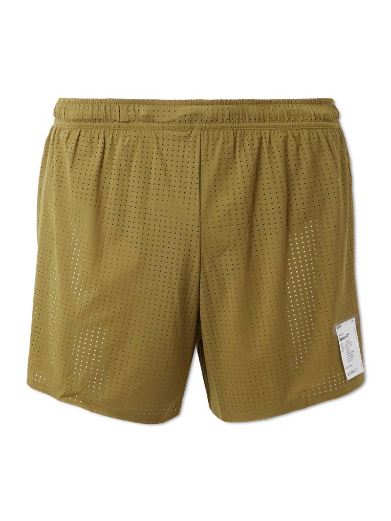 Satisfy - 5" Straight-Leg Logo-Appliquéd Space‑O™Jersey Shorts - Men - Green - 0 von Satisfy