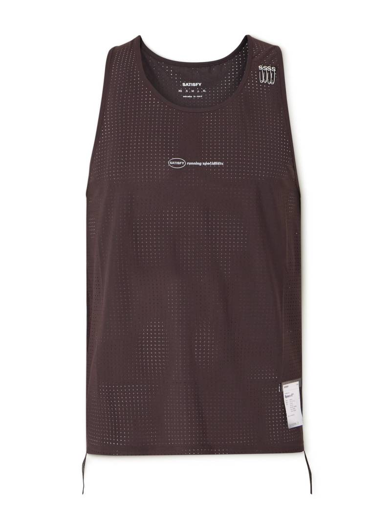 Satisfy - Embellished Logo-Appliquéd Space-O™ Mesh Tank Top - Men - Brown - 0 von Satisfy