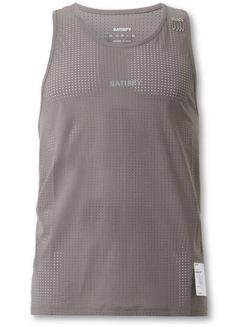 Satisfy - Embellished Logo-Appliquéd Space-O™ Mesh Tank Top - Men - Brown - 0 von Satisfy