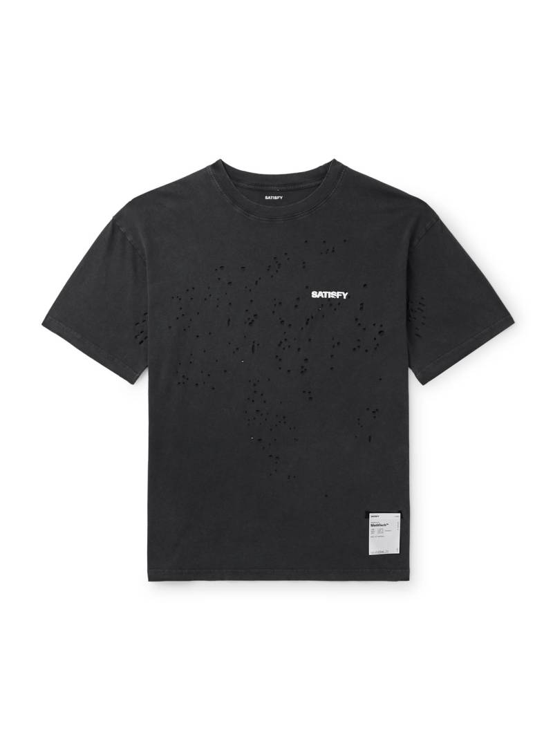 Satisfy - Logo-Print Distressed MothTech™ Cotton-Jersey T-Shirt - Men - Black - L von Satisfy