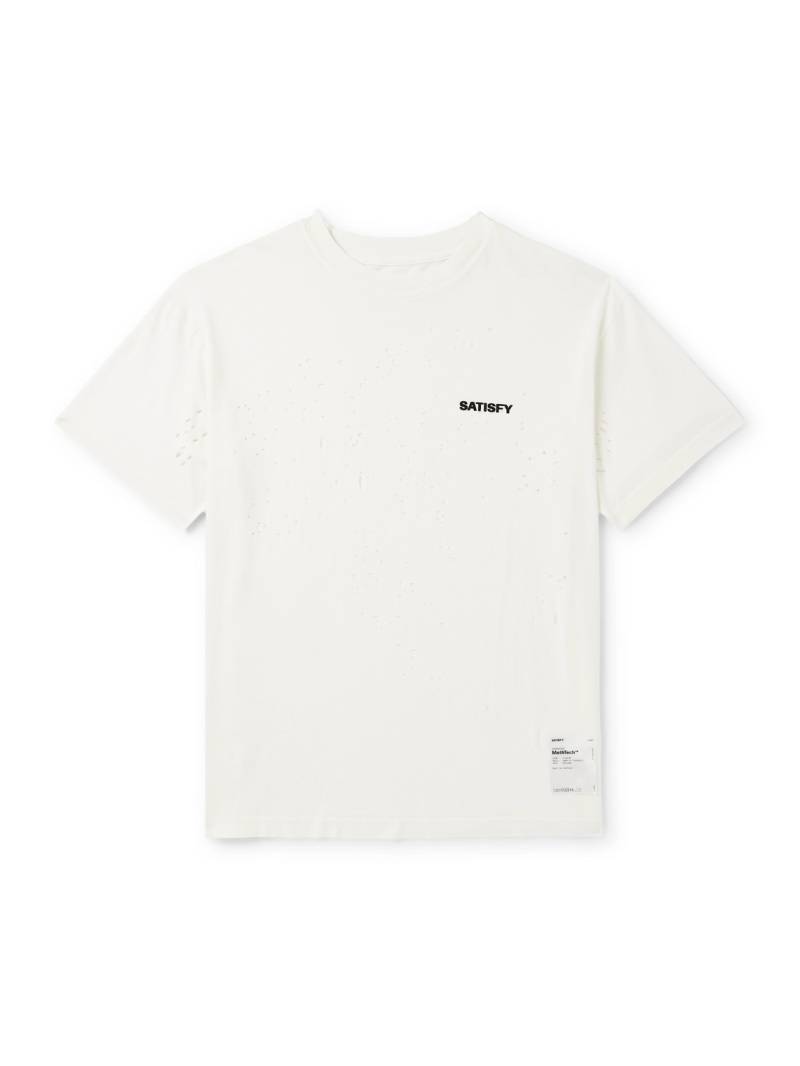 Satisfy - Logo-Print Distressed MothTech™ Cotton-Jersey T-Shirt - Men - Neutrals - XL von Satisfy