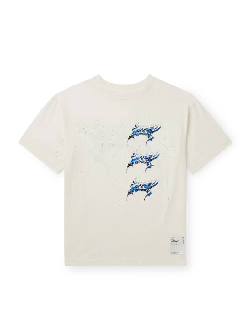Satisfy - Logo-Print Distressed MothTech™ Cotton-Jersey T-Shirt - Men - Neutrals - XS von Satisfy
