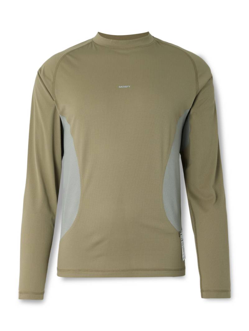 Satisfy - Logo-Print Recycled AuraLite™ Tech T-Shirt - Men - Green - 0 von Satisfy