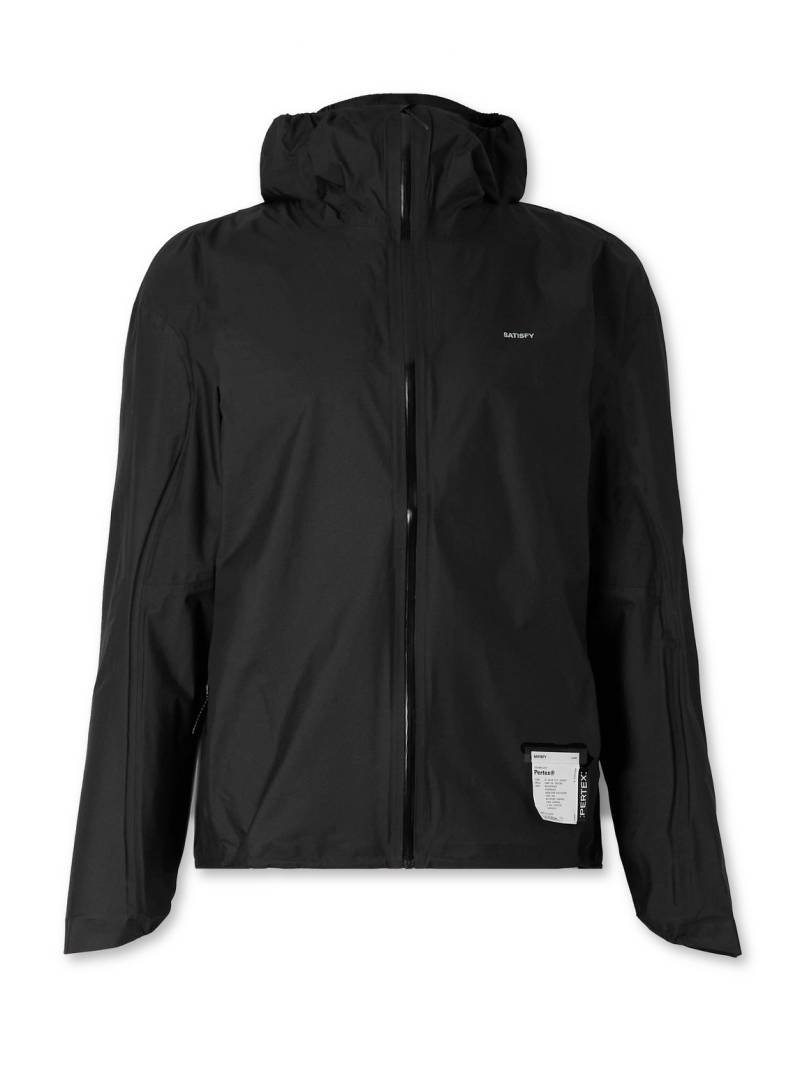 Satisfy - Rain Fly Logo-Print PERTEX® Shield Air Ripstop Hooded Jacket - Men - Black - 2 von Satisfy
