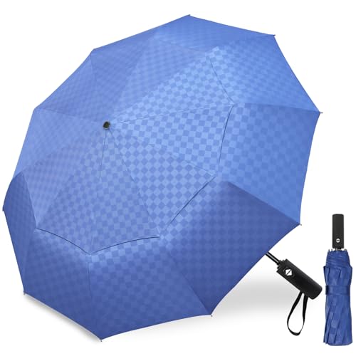 Satol Golfschirm 62 inch Automatikschirm mit Doppeldach & Belüftungssystem - 10 robuste Fiberglas-Rippen für Sonnige und Regnerische Tage Doppler Regenschirm für Herren und Damen von Satol