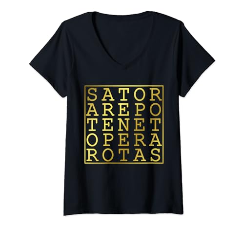 Damen Sator Square - Arepo Tenet Opera Rotas T-Shirt mit V-Ausschnitt Damen Sator Square - Arepo Tenet Opera Rotas T-Shirt mit V-Ausschnitt von Sator Arepo Tenet Opera Rotas