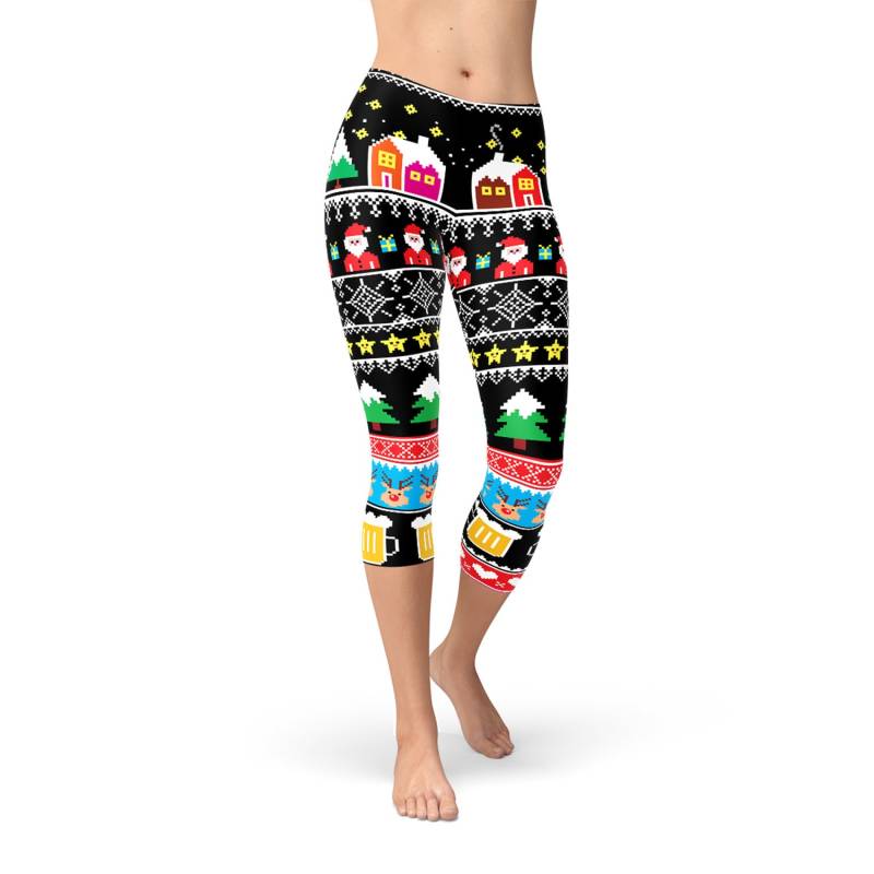 Capri Leggings Weihnachten, Weihnachten Drucken Capris, Abscheulichen Capris Santa Leggings, Weihnachtsbeleuchtung Hässlich von SatoriStylez