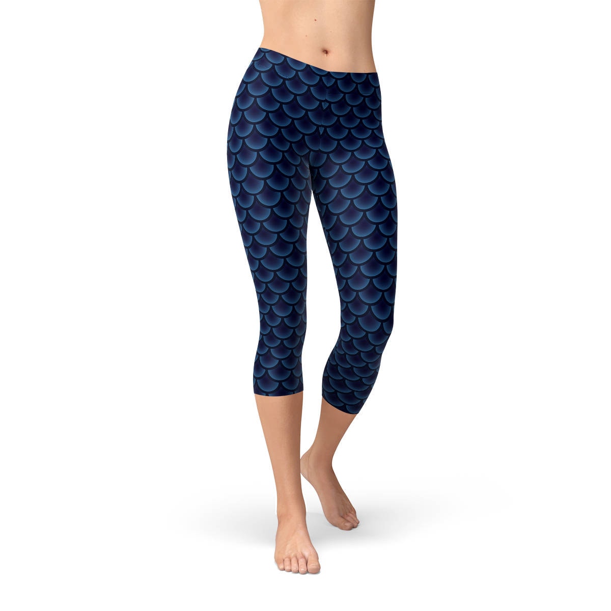 Mermaid-Skala Capri Leggings - Yoga Hose in Dunkelblau von SatoriStylez