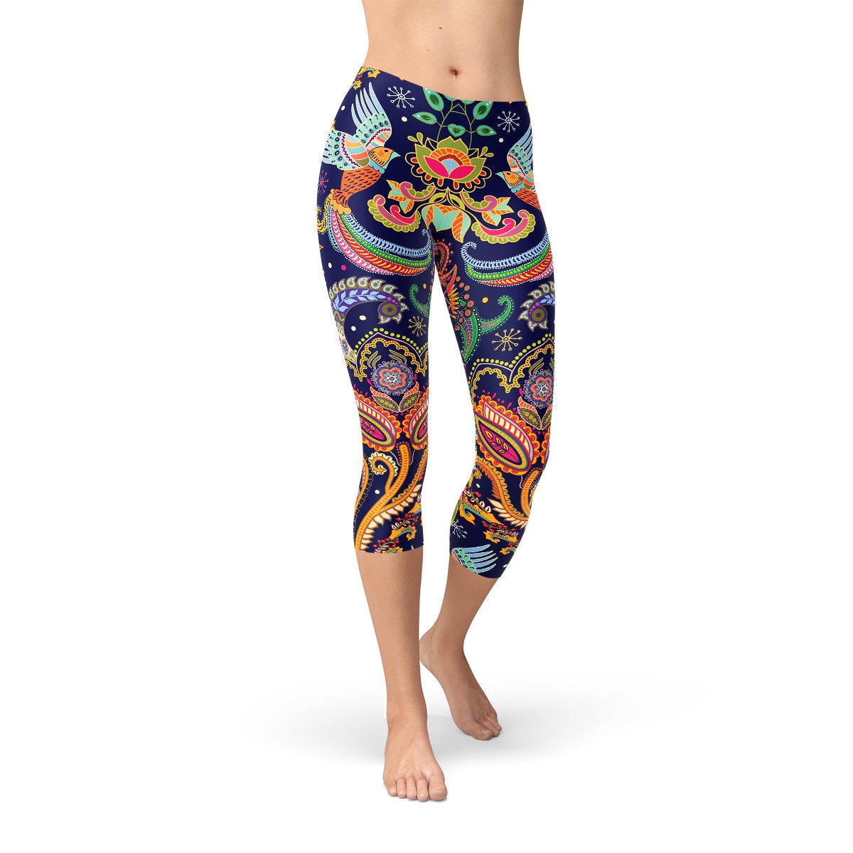 Ornamentale Paisley Capri Leggings - Gedruckte Yoga Activewear von SatoriStylez