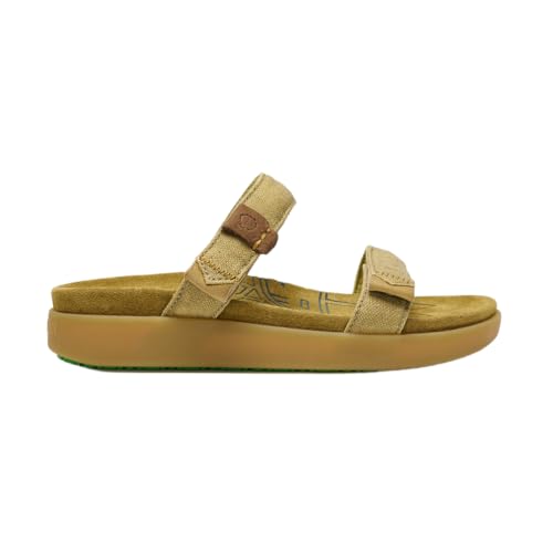 Satorisan - Kae Linen - Sandalen Damen - Flache Leder und Leinen Sandalen Bequem, Nachhaltig und Dauerhaft - Farbe Wheathered Khaki - Größe 37 von Satorisan