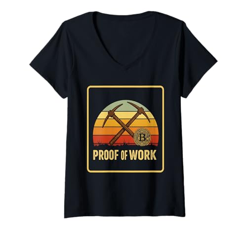 Damen Arbeitsnachweis Blockchain Miner Bitcoiner Hash Power Bitcoin T-Shirt mit V-Ausschnitt von Satoshis Fashion: The Bitcoin only Store