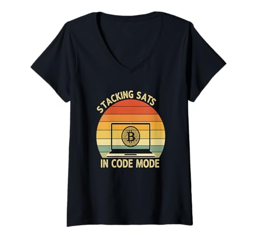 Damen Bitcoin Codierung Entwickler Blockchain Art Syntax Bitcoin T-Shirt mit V-Ausschnitt von Satoshis Fashion: The Bitcoin only Store