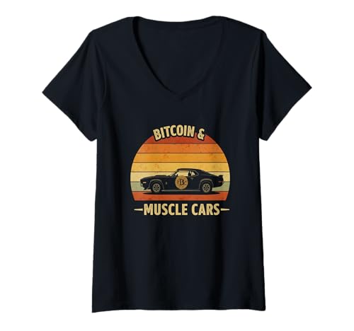 Damen Fast Lane Bitcoiner Power Speed Muscle Classic Drive Bitcoin T-Shirt mit V-Ausschnitt von Satoshis Fashion: The Bitcoin only Store
