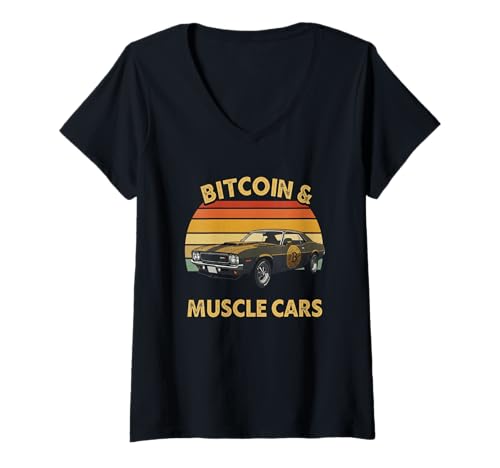 Damen Fast Lane Bitcoiner Power Speed Muscle Classic Drive Bitcoin T-Shirt mit V-Ausschnitt von Satoshis Fashion: The Bitcoin only Store