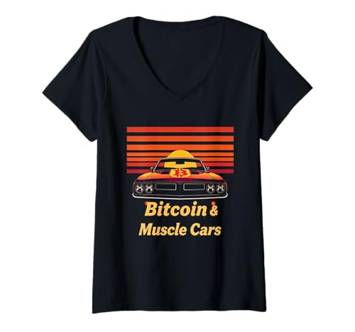 Damen Fast Lane Bitcoiner Power Speed Muscle Classic Drive Bitcoin T-Shirt mit V-Ausschnitt von Satoshis Fashion: The Bitcoin only Store