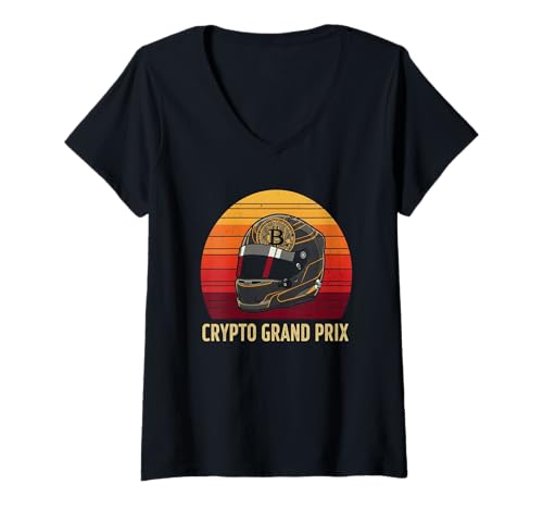 Damen Fast Lane Crypto Racing Speed HODL Blockchain Track Bitcoin T-Shirt mit V-Ausschnitt von Satoshis Fashion: The Bitcoin only Store