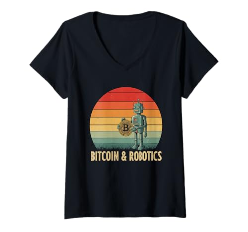 Damen Future Tech KI-Automatisierung Cyborg Bitcoiner Power Bitcoin T-Shirt mit V-Ausschnitt Damen Future Tech KI-Automatisierung Cyborg Bitcoiner Power Bitcoin T-Shirt mit V-Ausschnitt von Satoshis Fashion: The Bitcoin only Store