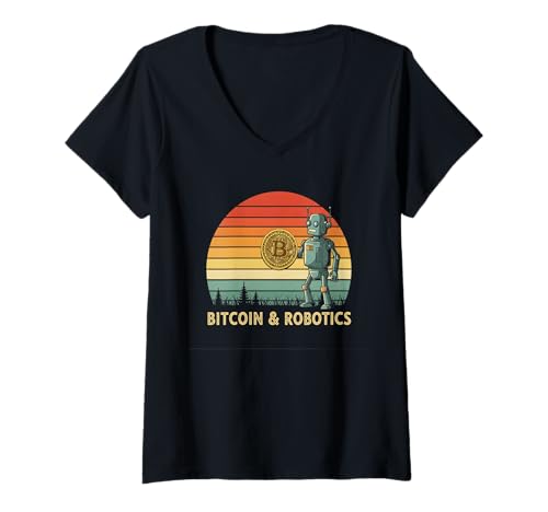 Damen Future Tech KI-Automatisierung Cyborg Bitcoiner Power Bitcoin T-Shirt mit V-Ausschnitt Damen Future Tech KI-Automatisierung Cyborg Bitcoiner Power Bitcoin T-Shirt mit V-Ausschnitt von Satoshis Fashion: The Bitcoin only Store