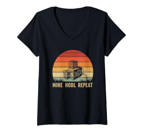 Damen Gewinnen Sie Blockchain Mining Hashrate Power Bitcoiner Bitcoin T-Shirt mit V-Ausschnitt von Satoshis Fashion: The Bitcoin only Store