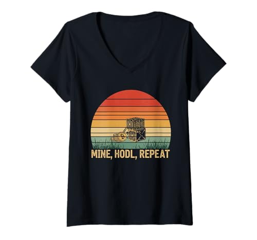 Damen Gewinnen Sie Blockchain Mining Hashrate Power Bitcoiner Bitcoin T-Shirt mit V-Ausschnitt von Satoshis Fashion: The Bitcoin only Store