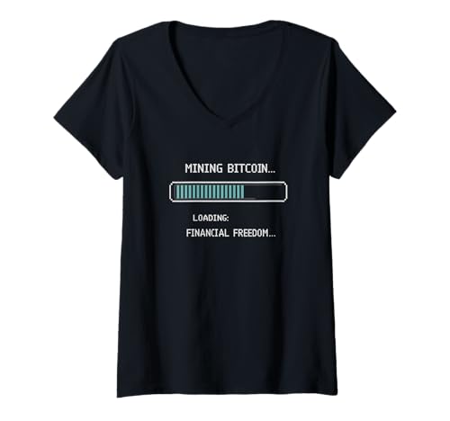 Damen Gewinnen Sie Blockchain Mining Hashrate Power Bitcoiner Bitcoin T-Shirt mit V-Ausschnitt von Satoshis Fashion: The Bitcoin only Store