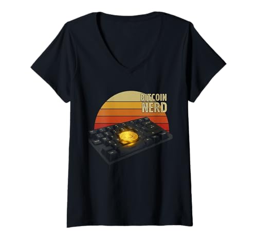 Damen IT-Code Hacker Terminal Bitcoiner Cybersecurity Tech Bitcoin T-Shirt mit V-Ausschnitt von Satoshis Fashion: The Bitcoin only Store