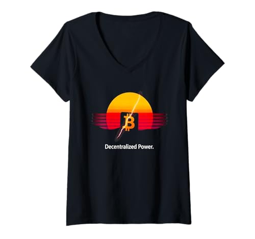 Damen IT-Code Hacker Terminal Bitcoiner Cybersecurity Tech Bitcoin T-Shirt mit V-Ausschnitt von Satoshis Fashion: The Bitcoin only Store