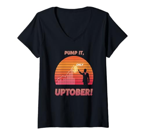 Damen Uptober Trader Rallye Bull Market Hodl Blockchain Bitcoin T-Shirt mit V-Ausschnitt von Satoshis Fashion: The Bitcoin only Store