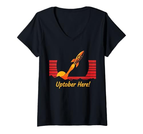 Damen Uptober Trader Rallye Bull Market Hodl Blockchain Bitcoin T-Shirt mit V-Ausschnitt von Satoshis Fashion: The Bitcoin only Store