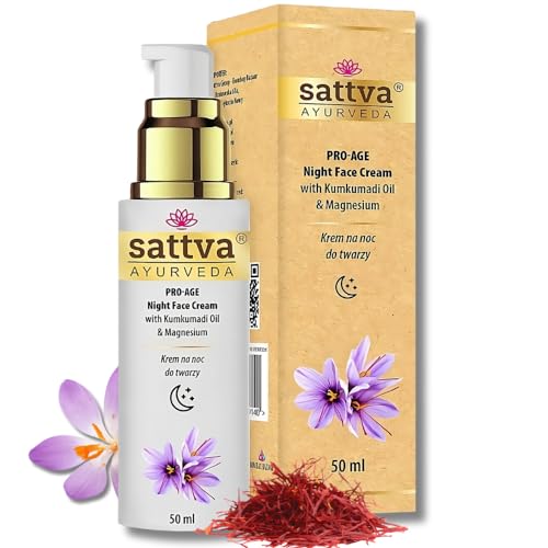 Sattva Gesichtscreme für Damen und Herren - Anti-Falten-Creme Gesicht Pro-Age Nachtcreme mit Kumkumadi-Öl - Anti-Aging Moisturizer Night Face Cream von Sattva Ayurveda