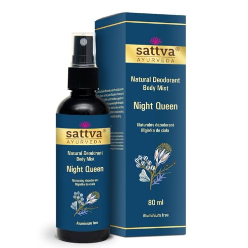 Natürliches Deo Spray Night Queen von Sattva Ayurveda - Alkoholfrei, Sanft zur Haut, Aluminiumfrei - Verführerischer Duft für Frauen - Körperspray mit Pflanzenextrakten - Deodorant für Damen, 80 ml von Sattva Ayurveda