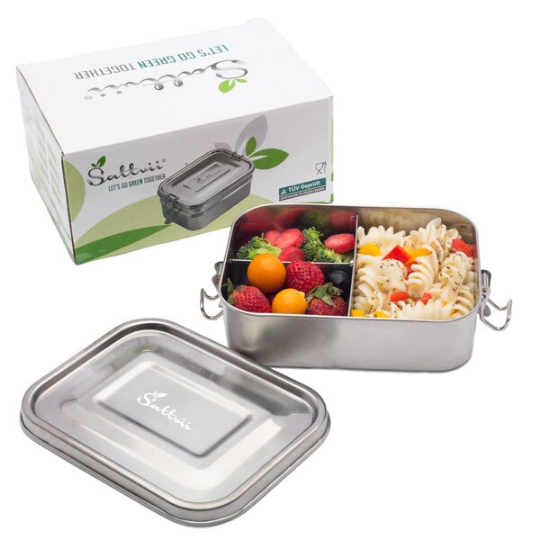 Sattvii® Klimaneutrale Premium Edelstahl Bento Box | Brotdose & Lunchbox mit Trennwänden von Sattvii®