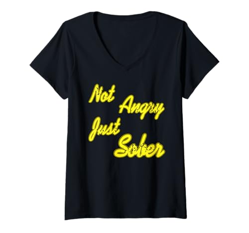 Damen Nicht Wütend Nur Nüchtern Lustiger Lebensstil Humor T-Shirt mit V-Ausschnitt von Sauber Leben Stolz und Witzige Nüchternheit