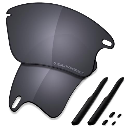 SAUCER Premium Ersatzgläser und Gummi-Sets für Oakley Fast Jacket XL OO9156 | Fast Jacket XL Low Bridge Fit OO9163 Sonnenbrille High Defense - Shield Black Polarisiert von Saucer