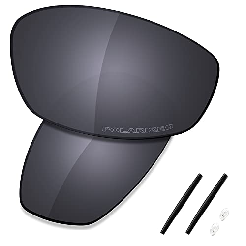 Saucer Hochwertige Ersatzgläser und Gummi-Sets für Oakley Whisker Sonnenbrillen, Schild, schwarz, polarisiert, Einheitsgröße von Saucer