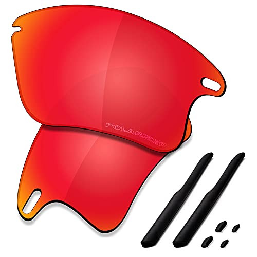 Saucer Premium-Ersatzgläser und Gummi-Kits für Oakley Fast Jacket XL OO9156 Sonnenbrillen High Defense - Fire Red Polarisiert von Saucer