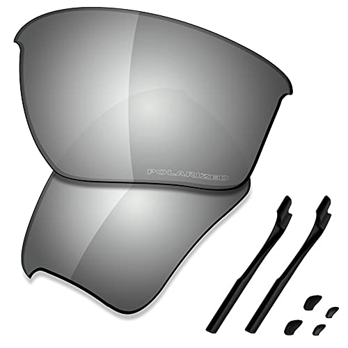 Saucer Premium-Ersatzgläser und Gummi-Kits für Oakley Half Jacket 2.0 XL OO9154 Sunglasses High Defense - Chrome Metal Polarisiert von Saucer