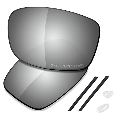 Saucer Premium Ersatzgläser und Gummi-Sets für Oakley Gauge 8 L OO4124-62 mm Sonnenbrille, High Definition - Chrome Metal Polarized, Einheitsgröße von Saucer