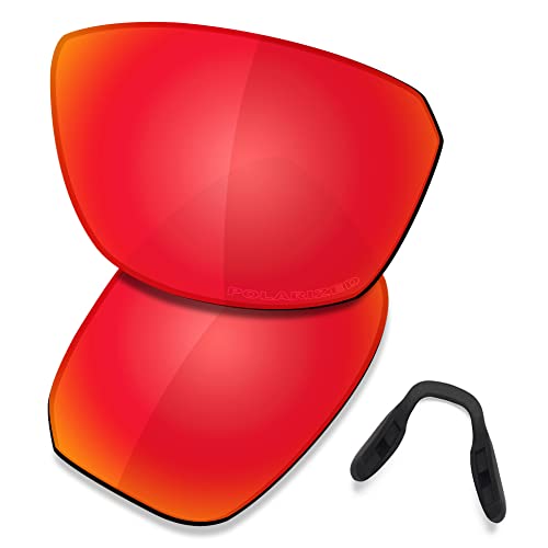 Saucer Premium Ersatzgläser & Nasenpads für Oakley Split Shot OO9416 Sonnenbrille, High Definition – Feuerrot polarisiert, Einheitsgröße von Saucer