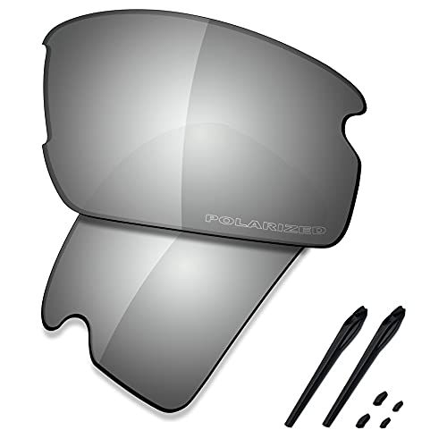 Saucer Premium gläser & Gummikits für Oakley Flak 2.0 OO9295 Sonnenbrille, (High Defense â€“ Verchromtes Metall polarisiert), EinheitsgröÃŸe von Saucer