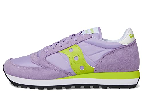 Saucony Sneakers Original Modell Jazz Original für Damen, Farbe Lila und Gelb. Die Schuhe sind aus weichem Wildleder mit Nylon-Einsätzen. Die Zwischensohle, 671 Violet Lime, 40 EU von Saucony Originals