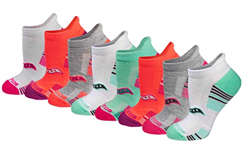 Saucony Damen Multipack Performance Fersenlasche Athletic Socken, Verschiedene helle Farben (8 Paar), 38 (8er Pack) von Saucony