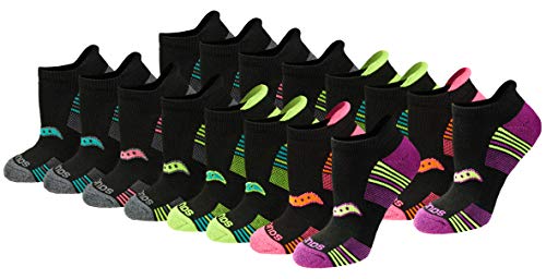 Saucony Damen Multipack Performance Fersenlasche Athletic Socken Laufsocken, Black (16 Pack), Shoe Size: 5-10 (16er Pack) von Saucony