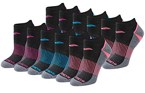 Saucony Damen Selective Cushion Performance No Show Athletic Sportsokken (6 & 12 paar) Socken, Paar schwarze Asst, Einheitsgröße Große Größen EU von Saucony