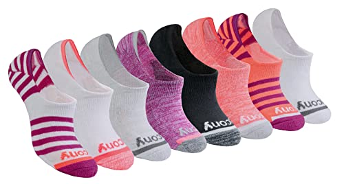 Saucony Damen No Show Gepolsterte Unsichtbare Linersocken, Erhältlich in S-l (8, 16 Liner-Socken, Berry (8 Paar), Medium (8er Pack) von Saucony