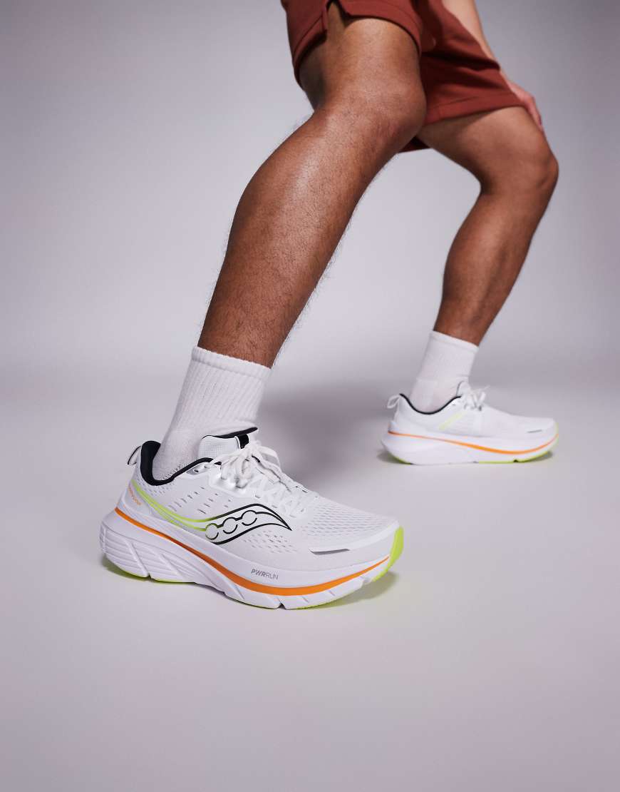 Saucony - Guide 18 - Laufschuhe in Weiß und Peel-Orange von Saucony