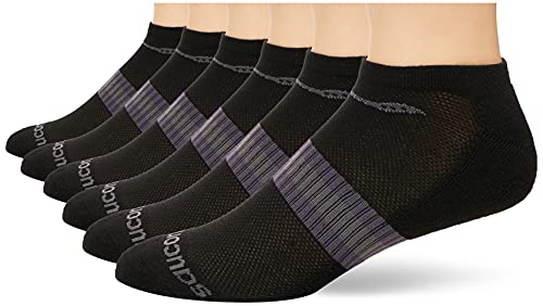 Saucony Herren 6 Paar Performance Comfort Fit No-Show Socken, Schwarz-Grau (6 Paar), Large von Saucony