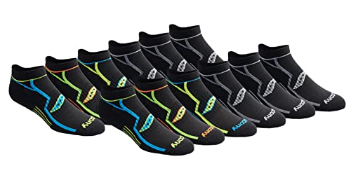 Saucony Herren Multipack Bolt Performance Comfort Fit No-Show Socken Laufsocken, Schwarz (12 Paare), L (12er Pack) von Saucony