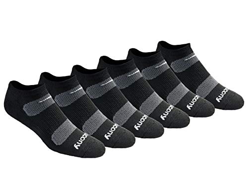 Saucony Herren Rundry Mesh Ventilating Comfort Fit Performance No-Show Socks, Available in M-XXL (6, 12, 18 Pairs) Laufsocken, Black Basic (6 Paar), X-Large (6er Pack) von Saucony