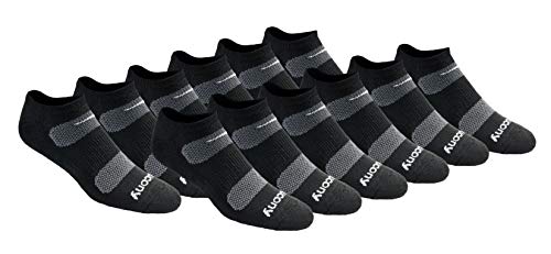 Saucony Herren Rundry Mesh Ventilating Comfort Fit Performance No-Show, Available in M-XXL (6, 18 Pairs) Socken, Black Basic (12 Paar), Medium (6er Pack) von Saucony